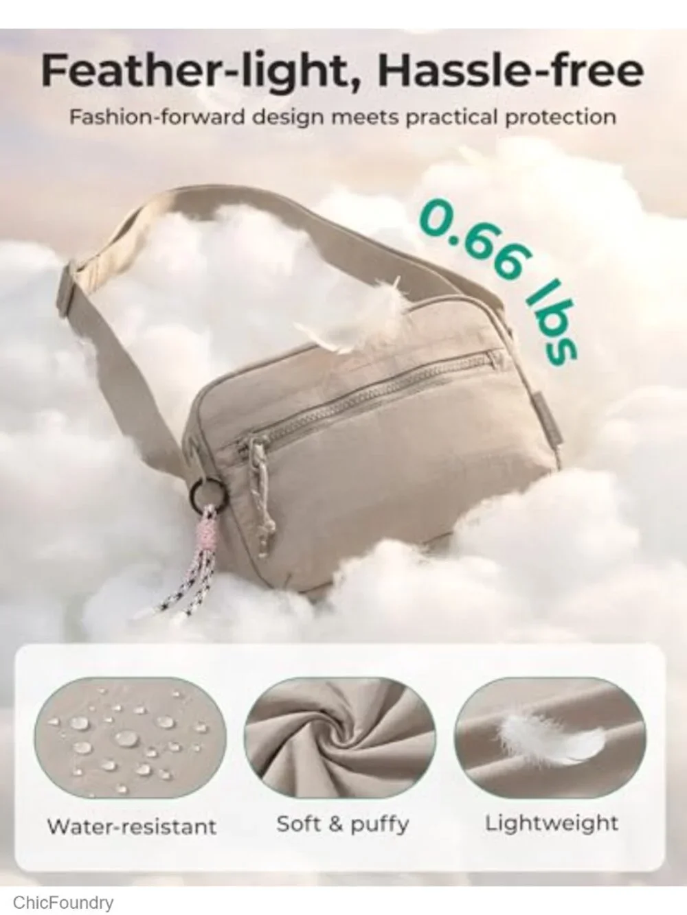 Compact Nylon Crossbody Purse with Adjustable Strap, Travel Handbag